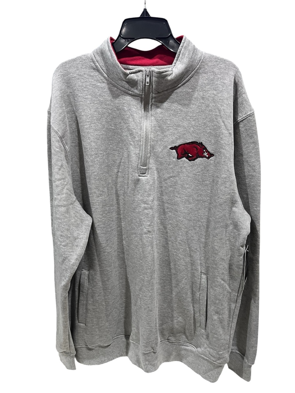 University of Arkansas Men’s Gray Embroidered Razorbacks Quarter Zip XL NWT